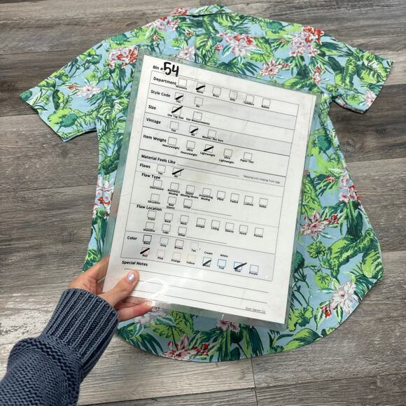 Ralph Lauren Green Blue Mens M Slim Fit Short Sleeve Button Down Hawaiian Shirt - Picture 10 of 10